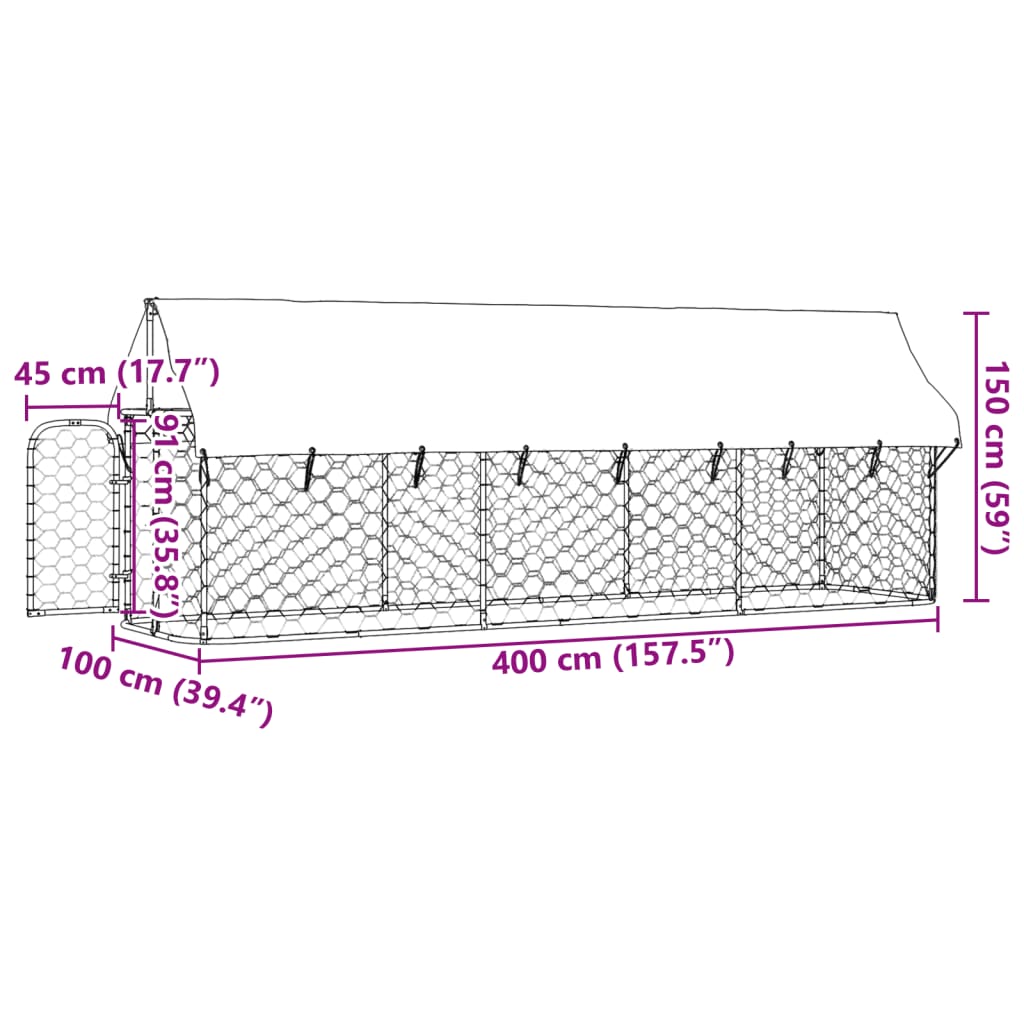 Hondenkennel voor buiten met dak 400x100x150 cm Hondenkennels & -rennen | Creëer jouw Trendy Thuis | Gratis bezorgd & Retour | Trendy.nl