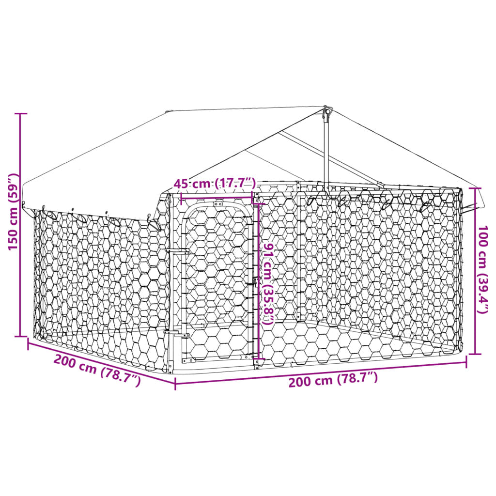 Hondenkennel voor buiten met dak 200x200x150 cm Hondenkennels & -rennen | Creëer jouw Trendy Thuis | Gratis bezorgd & Retour | Trendy.nl