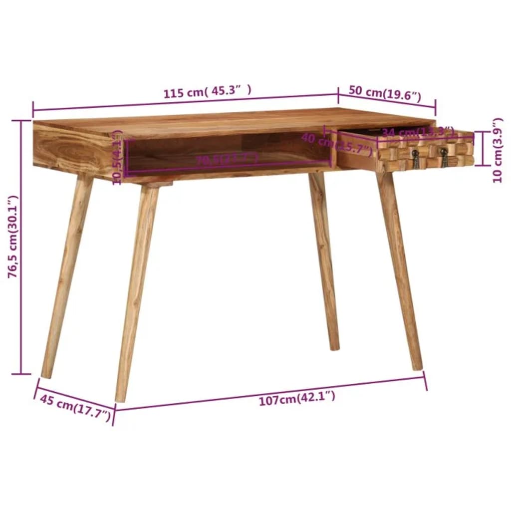 Schrijftafel 115x50x76 cm massief acaciahout Bureaus | Creëer jouw Trendy Thuis | Gratis bezorgd & Retour | Trendy.nl