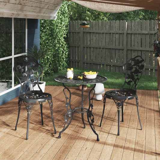 3-delige Bistroset gietaluminium zwart Tuinsets | Creëer jouw Trendy Thuis | Gratis bezorgd & Retour | Trendy.nl