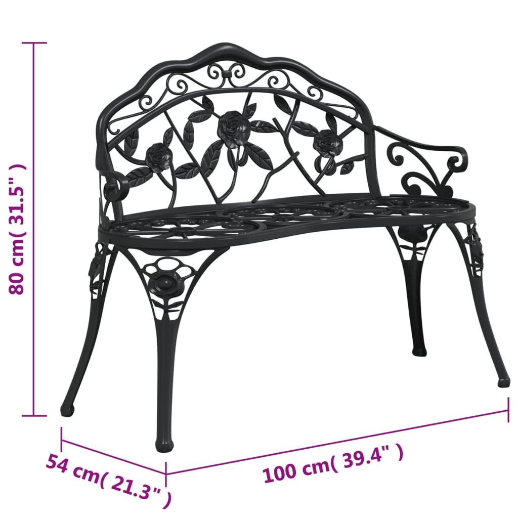 Tuinbank 100 cm gietaluminium zwart Tuinbanken | Creëer jouw Trendy Thuis | Gratis bezorgd & Retour | Trendy.nl