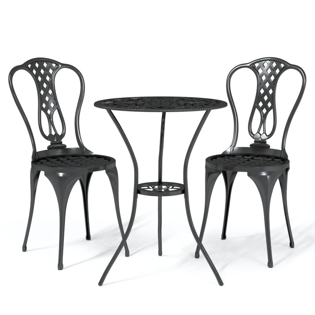 3-delige Bistroset gietaluminium zwart Tuinsets | Creëer jouw Trendy Thuis | Gratis bezorgd & Retour | Trendy.nl