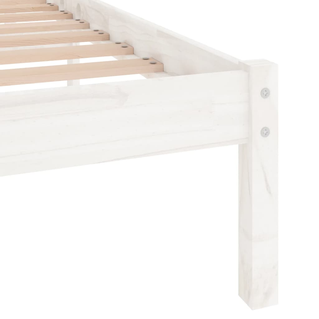 Bedframe massief hout wit 135x190 cm