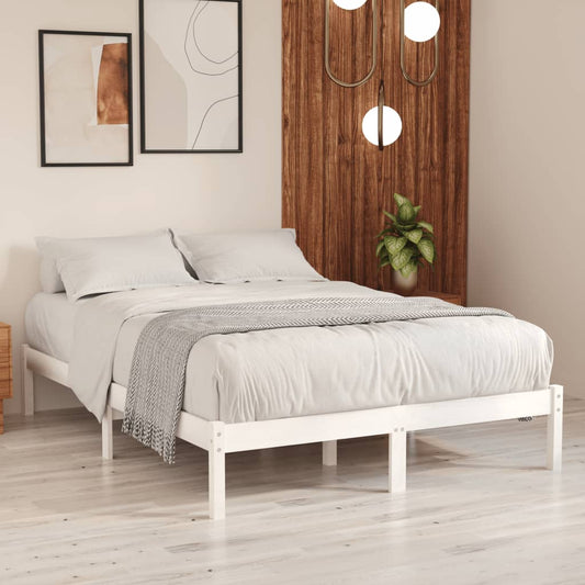 Bedframe massief hout wit 135x190 cm