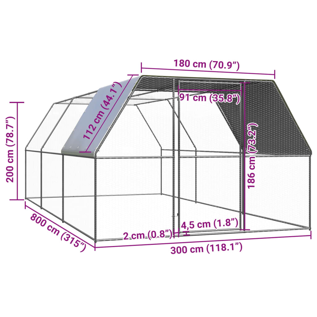 Kippenhok 3x8x2 m gegalvaniseerd staal Kooien & hokken | Creëer jouw Trendy Thuis | Gratis bezorgd & Retour | Trendy.nl