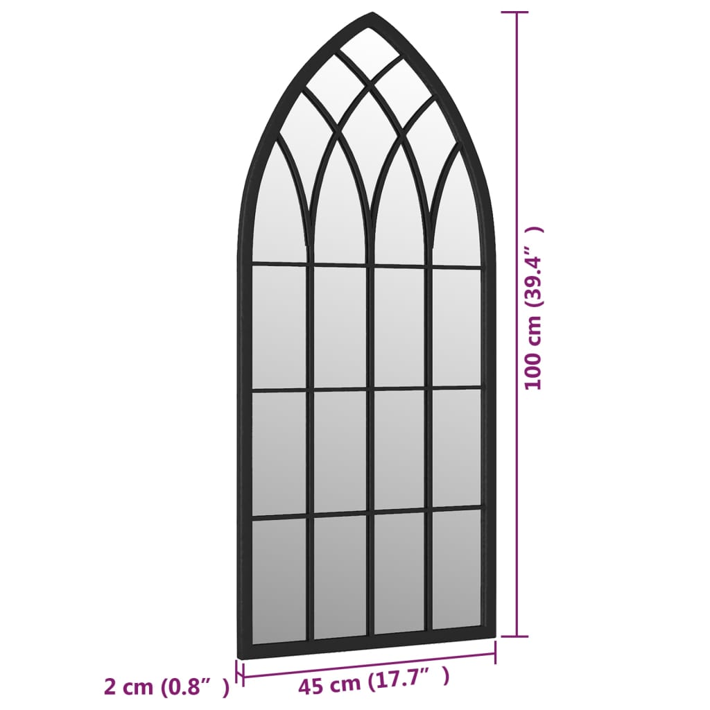 Tuinspiegel 100x45 cm ijzer zwart Spiegels | Creëer jouw Trendy Thuis | Gratis bezorgd & Retour | Trendy.nl