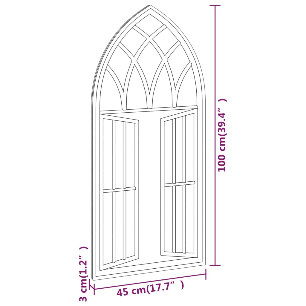 Tuinspiegel 100x45 cm ijzer zwart Spiegels | Creëer jouw Trendy Thuis | Gratis bezorgd & Retour | Trendy.nl