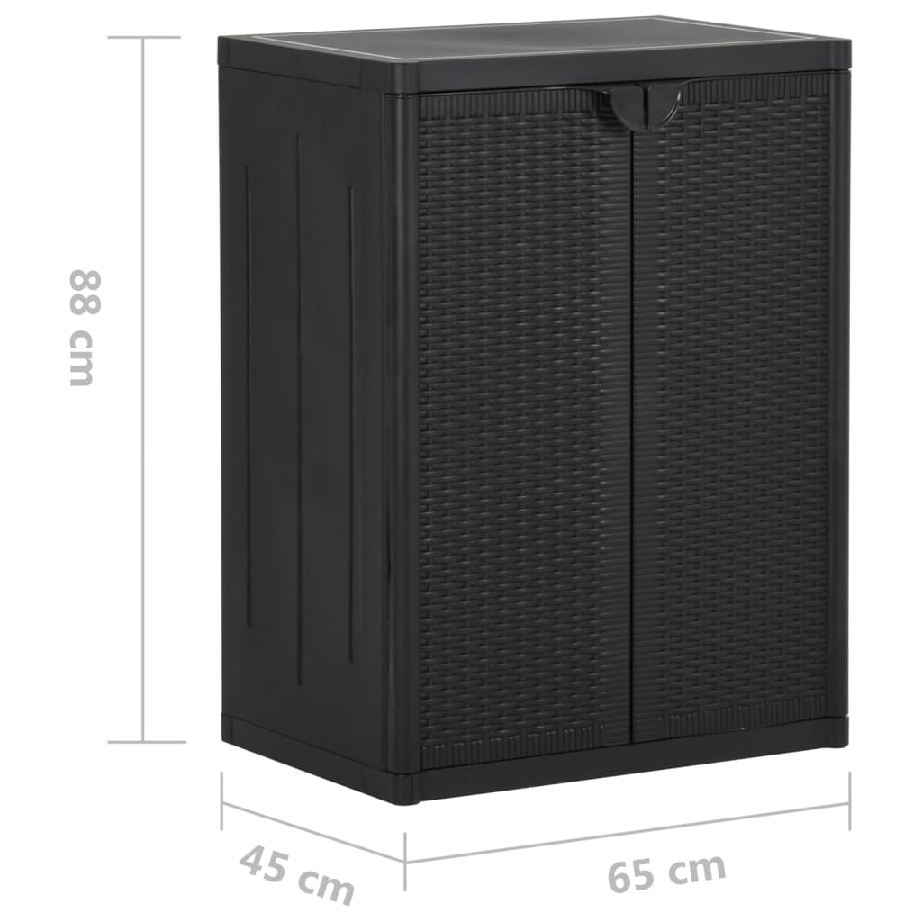 Tuinkast 65x45x88 cm polypropyleen rattan zwart Opbergkasten & lockerkasten | Creëer jouw Trendy Thuis | Gratis bezorgd & Retour | Trendy.nl