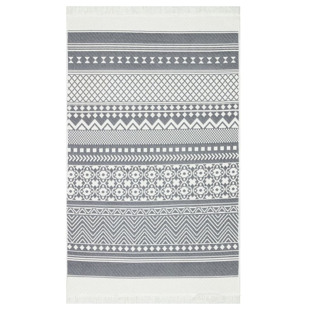 Vloerkleed 120x180 cm katoen grijs en wit Vloerkleden | Creëer jouw Trendy Thuis | Gratis bezorgd & Retour | Trendy.nl