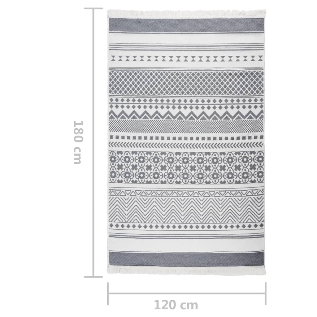 Vloerkleed 120x180 cm katoen grijs en wit Vloerkleden | Creëer jouw Trendy Thuis | Gratis bezorgd & Retour | Trendy.nl