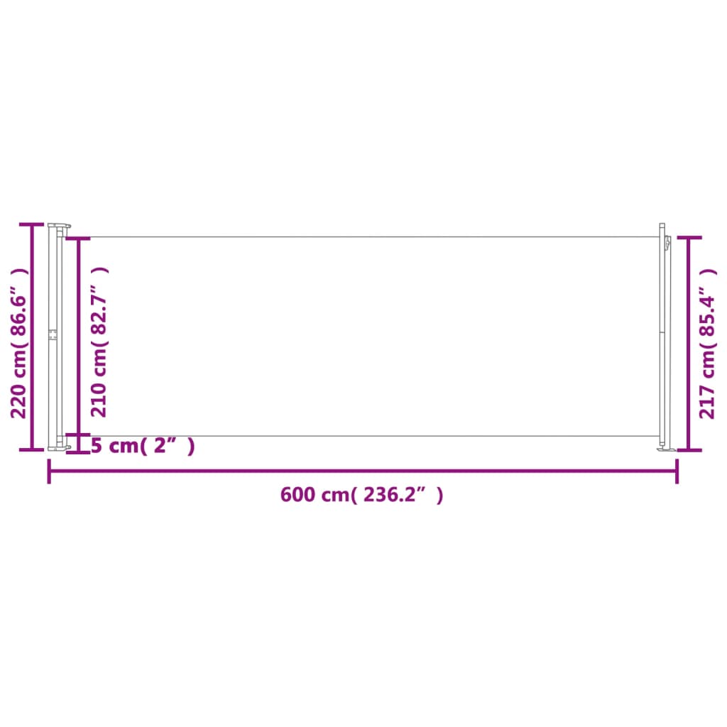 Tuinscherm uittrekbaar 220x600 cm crème Parasols en zonneschermen | Creëer jouw Trendy Thuis | Gratis bezorgd & Retour | Trendy.nl