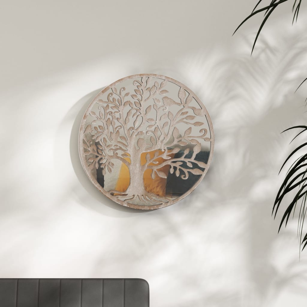 Spiegel rond 40x2,5 cm ijzer zandkleurig Spiegels | Creëer jouw Trendy Thuis | Gratis bezorgd & Retour | Trendy.nl