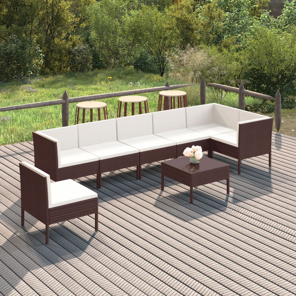 8-delige Loungeset met kussens poly rattan bruin Tuinsets | Creëer jouw Trendy Thuis | Gratis bezorgd & Retour | Trendy.nl