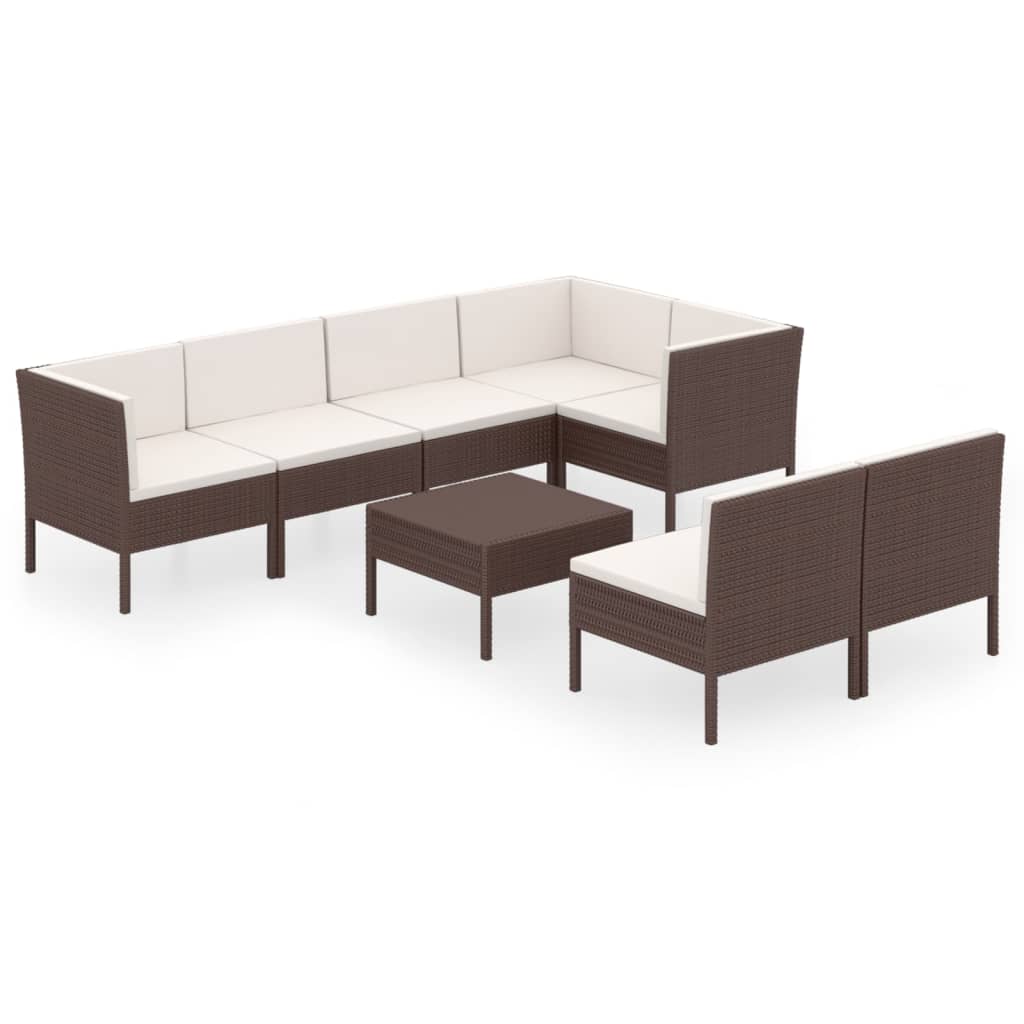 8-delige Loungeset met kussens poly rattan bruin Tuinsets | Creëer jouw Trendy Thuis | Gratis bezorgd & Retour | Trendy.nl