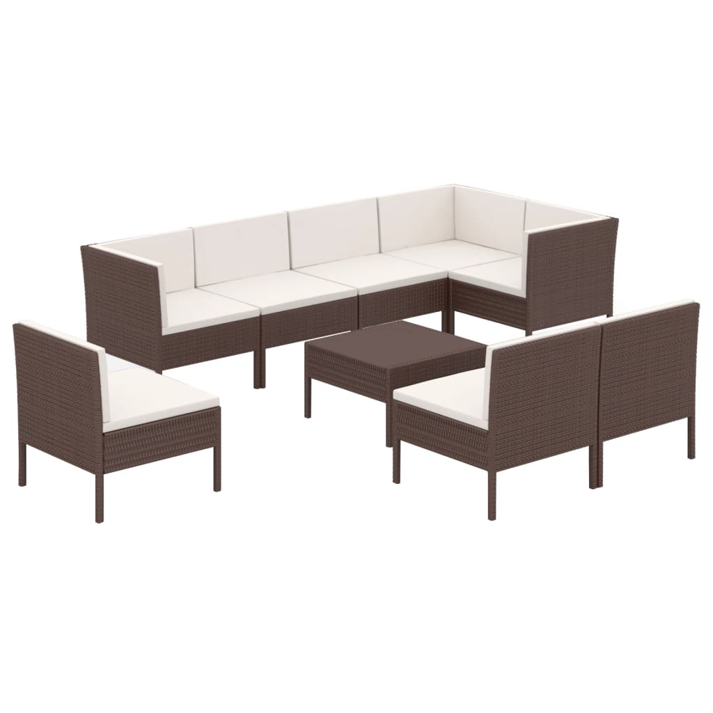 9-delige Loungeset met kussens poly rattan bruin Tuinsets | Creëer jouw Trendy Thuis | Gratis bezorgd & Retour | Trendy.nl