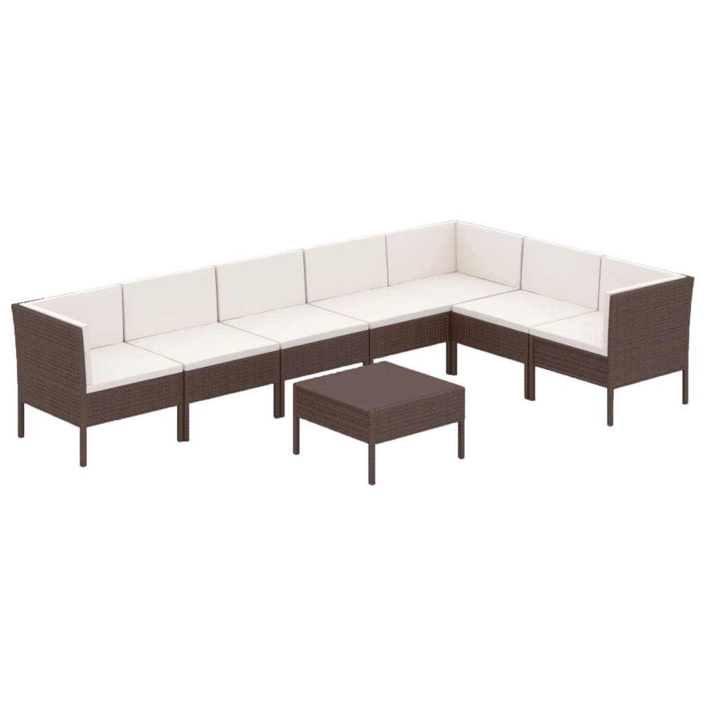 8-delige Loungeset met kussens poly rattan bruin Tuinsets | Creëer jouw Trendy Thuis | Gratis bezorgd & Retour | Trendy.nl