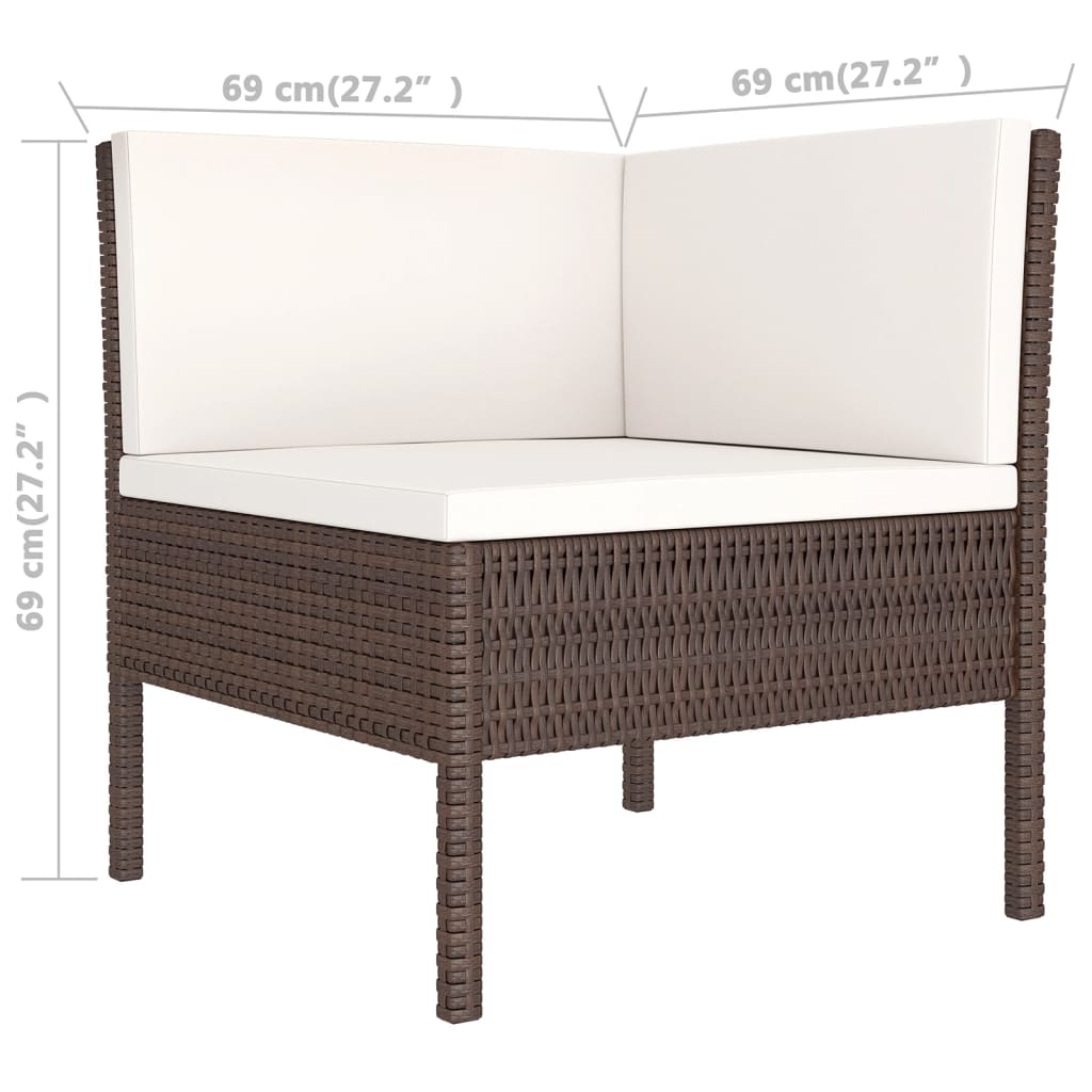 11-delige Loungeset met kussens poly rattan bruin Tuinsets | Creëer jouw Trendy Thuis | Gratis bezorgd & Retour | Trendy.nl