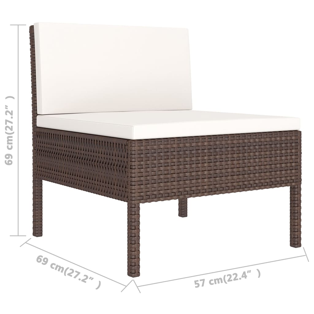 11-delige Loungeset met kussens poly rattan bruin Tuinsets | Creëer jouw Trendy Thuis | Gratis bezorgd & Retour | Trendy.nl