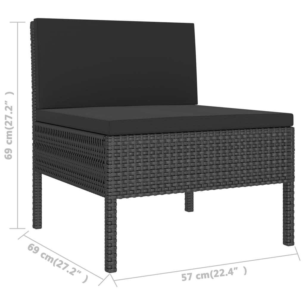 14-delige Loungeset met kussens poly rattan zwart Tuinsets | Creëer jouw Trendy Thuis | Gratis bezorgd & Retour | Trendy.nl