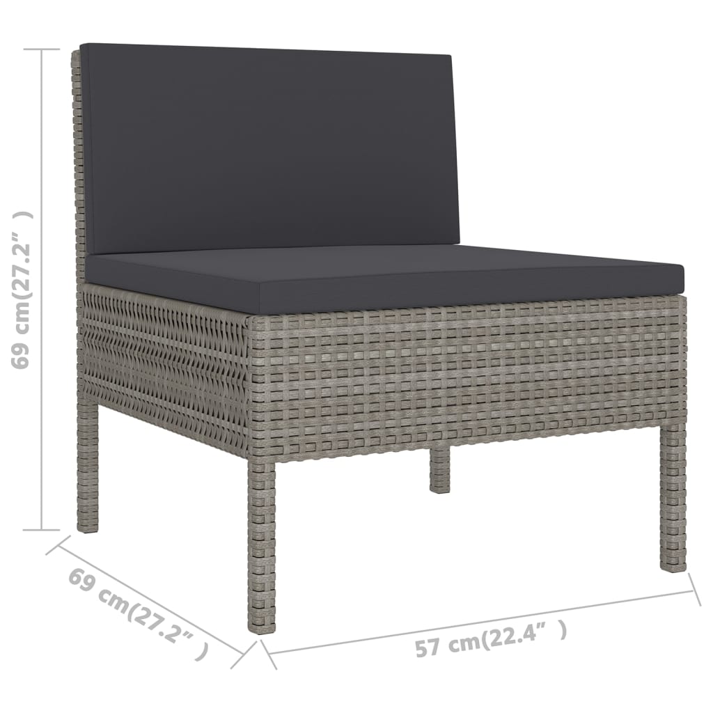 14-delige Loungeset met kussens poly rattan grijs Tuinsets | Creëer jouw Trendy Thuis | Gratis bezorgd & Retour | Trendy.nl