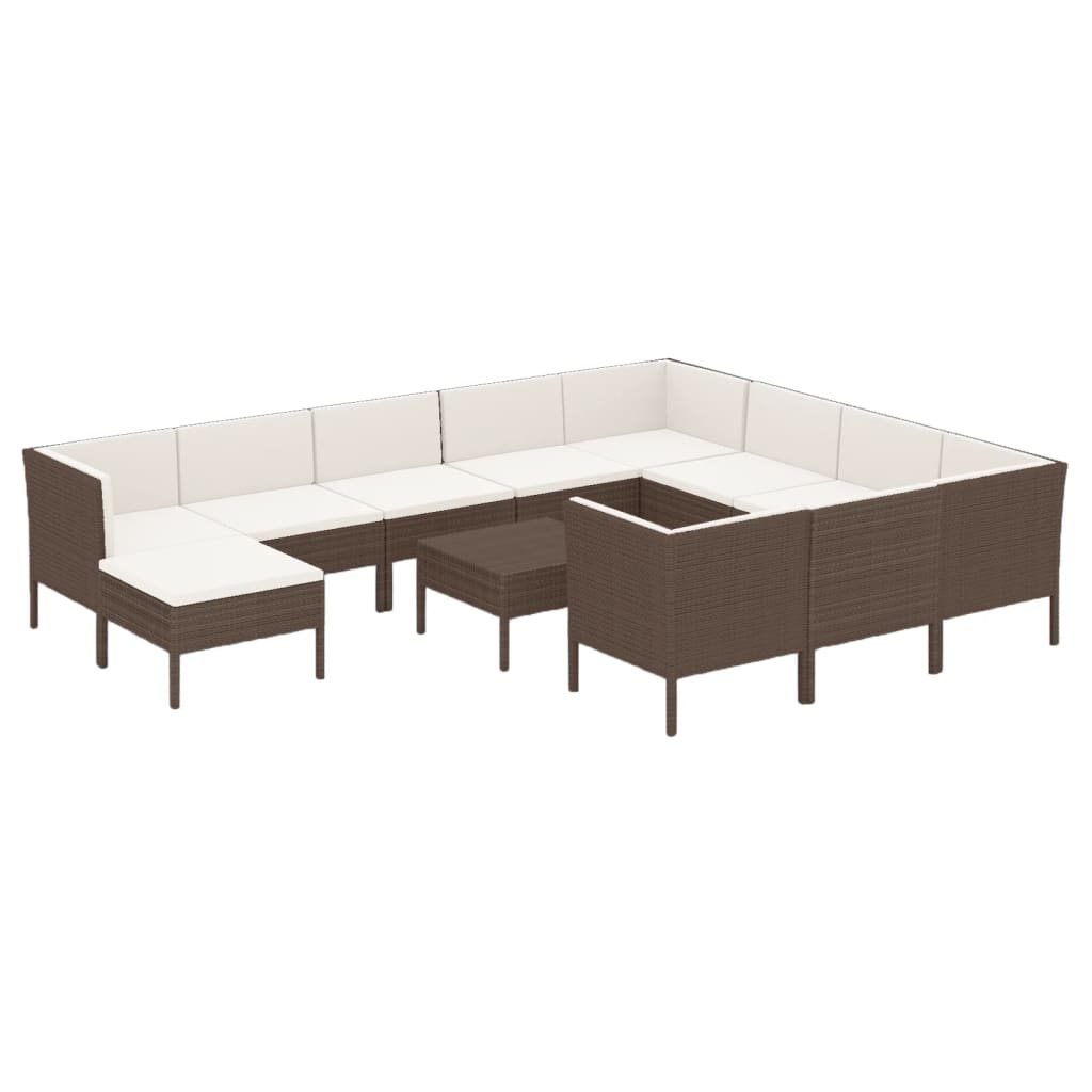 12-delige Loungeset met kussens poly rattan bruin Tuinsets | Creëer jouw Trendy Thuis | Gratis bezorgd & Retour | Trendy.nl