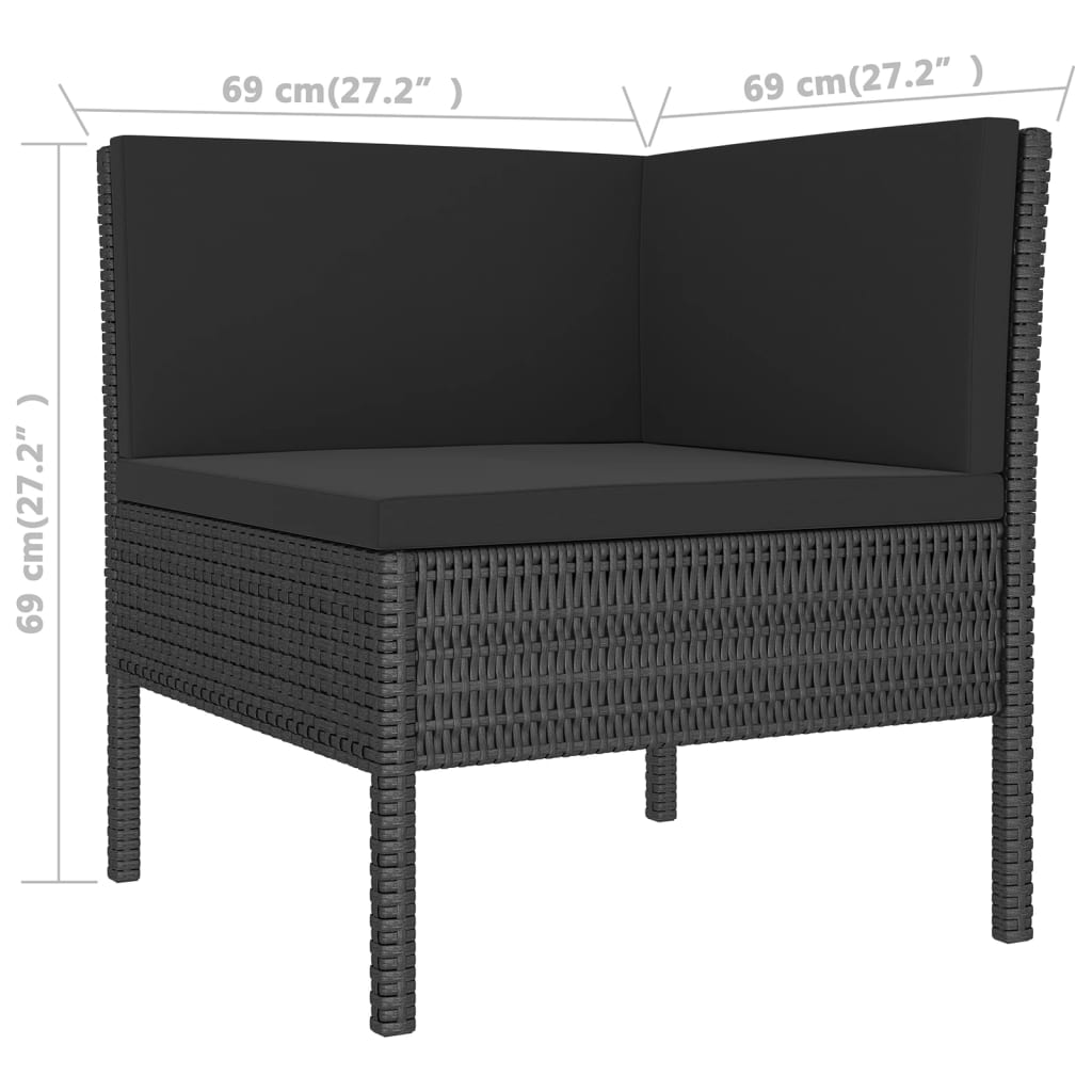 11-delige Loungeset met kussens poly rattan zwart Tuinsets | Creëer jouw Trendy Thuis | Gratis bezorgd & Retour | Trendy.nl