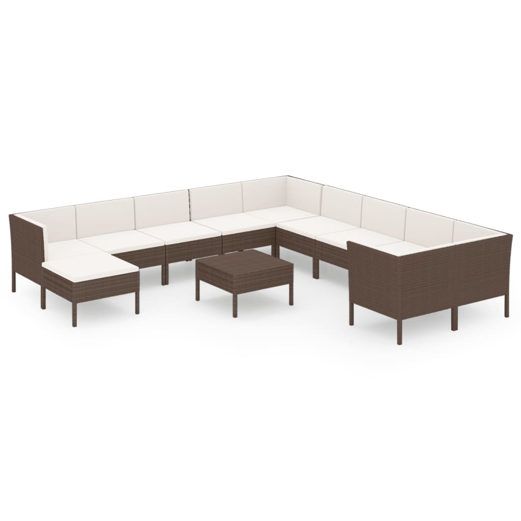 12-delige Loungeset met kussens poly rattan bruin Tuinsets | Creëer jouw Trendy Thuis | Gratis bezorgd & Retour | Trendy.nl