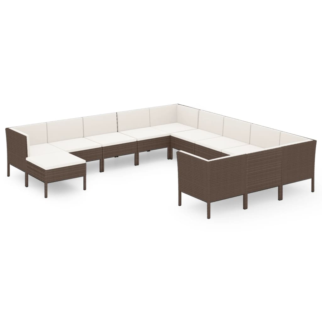 12-delige Loungeset met kussens poly rattan bruin Tuinsets | Creëer jouw Trendy Thuis | Gratis bezorgd & Retour | Trendy.nl