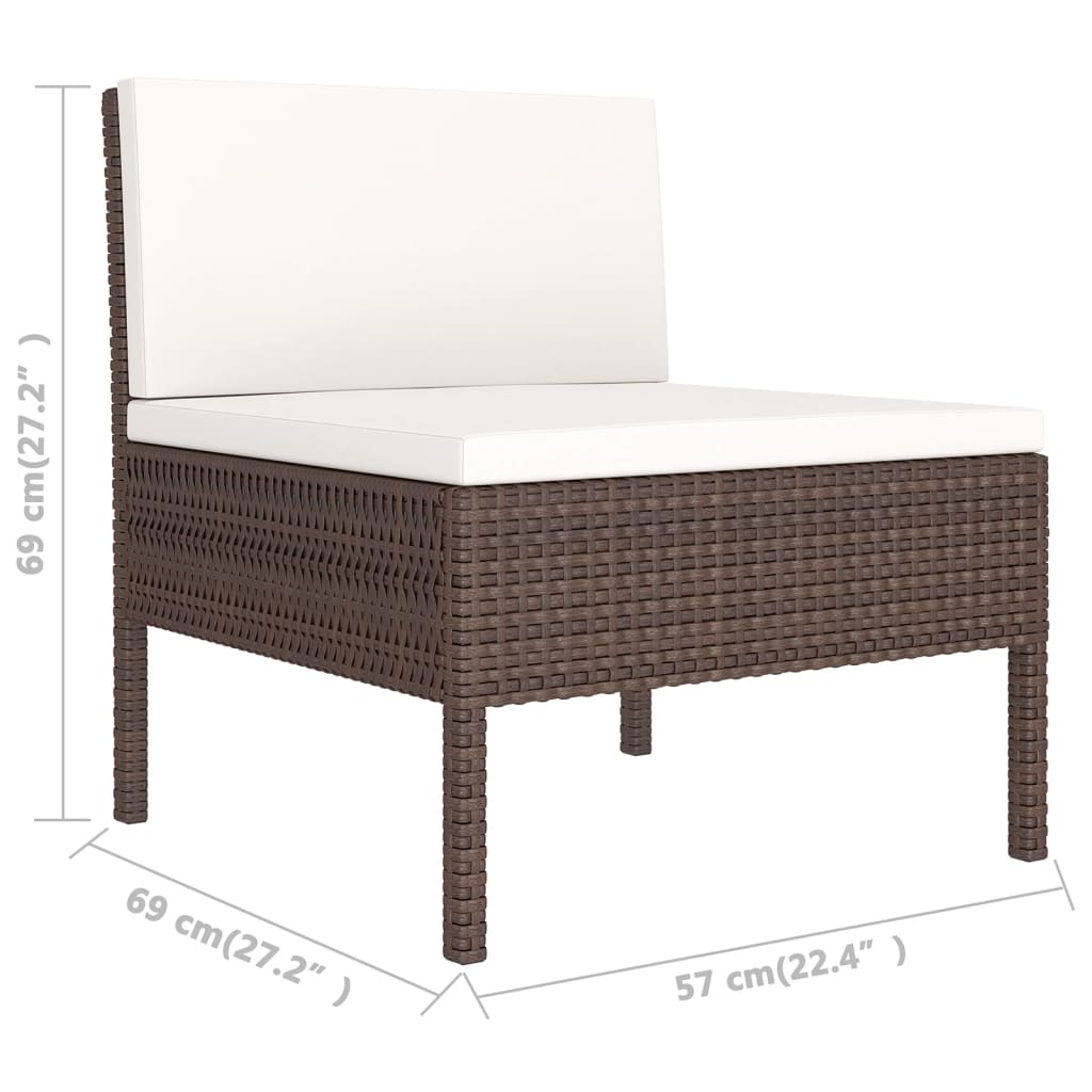 14-delige Loungeset met kussens poly rattan bruin Tuinsets | Creëer jouw Trendy Thuis | Gratis bezorgd & Retour | Trendy.nl