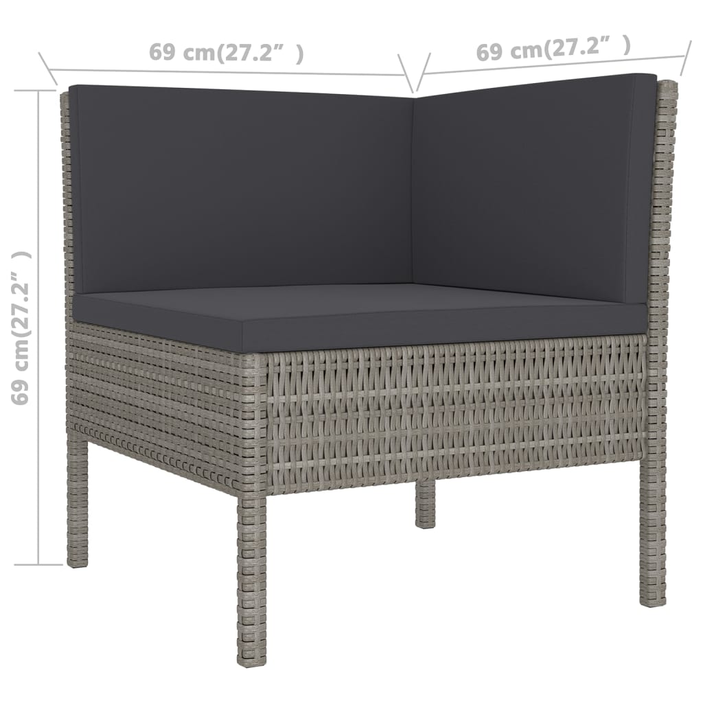 14-delige Loungeset met kussens poly rattan grijs Tuinsets | Creëer jouw Trendy Thuis | Gratis bezorgd & Retour | Trendy.nl