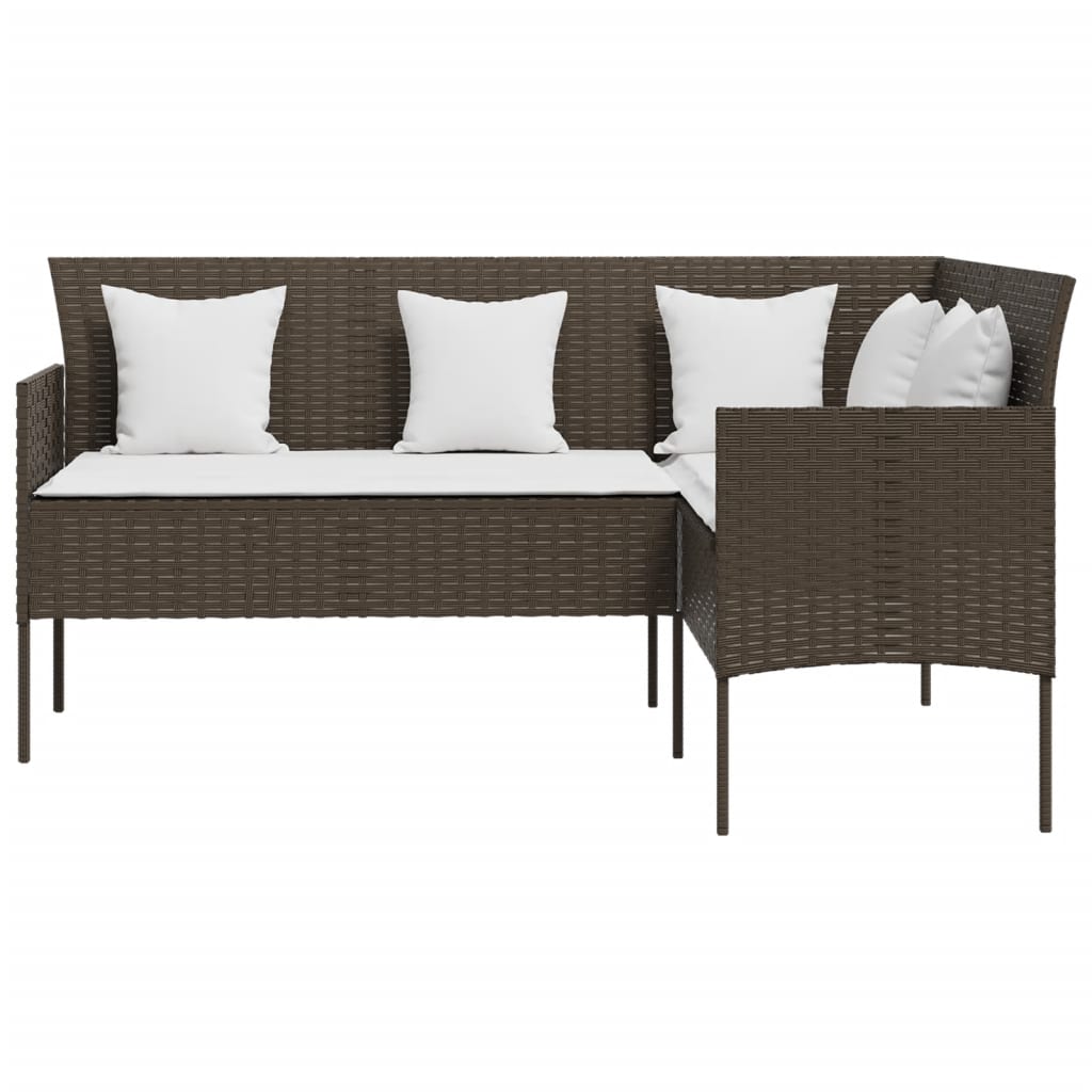 5-delige Loungeset L-vormig met kussens poly rattan bruin Tuinsets | Creëer jouw Trendy Thuis | Gratis bezorgd & Retour | Trendy.nl