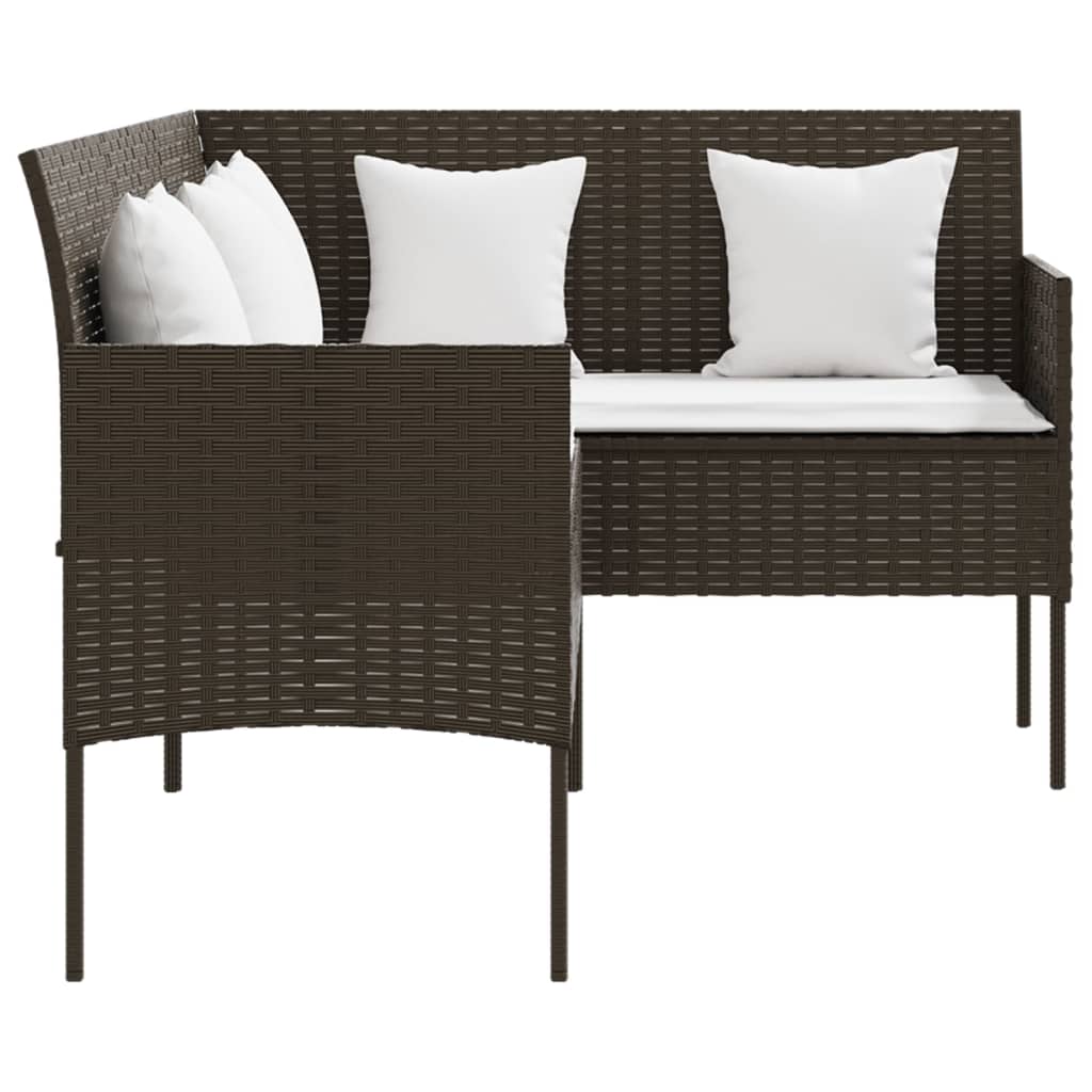 5-delige Loungeset L-vormig met kussens poly rattan bruin Tuinsets | Creëer jouw Trendy Thuis | Gratis bezorgd & Retour | Trendy.nl