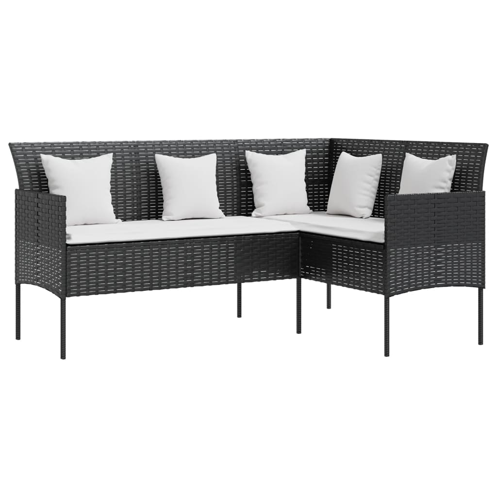 5-delige Loungeset met kussens L-vormig poly rattan zwart Tuinsets | Creëer jouw Trendy Thuis | Gratis bezorgd & Retour | Trendy.nl