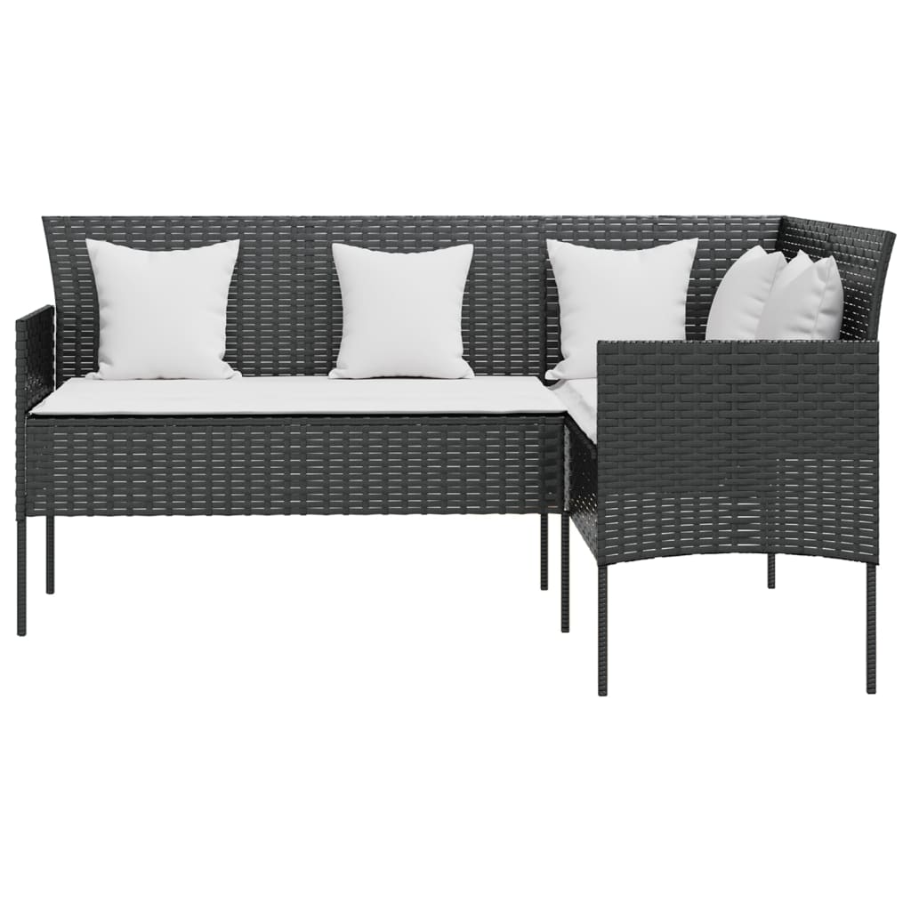 5-delige Loungeset met kussens L-vormig poly rattan zwart Tuinsets | Creëer jouw Trendy Thuis | Gratis bezorgd & Retour | Trendy.nl