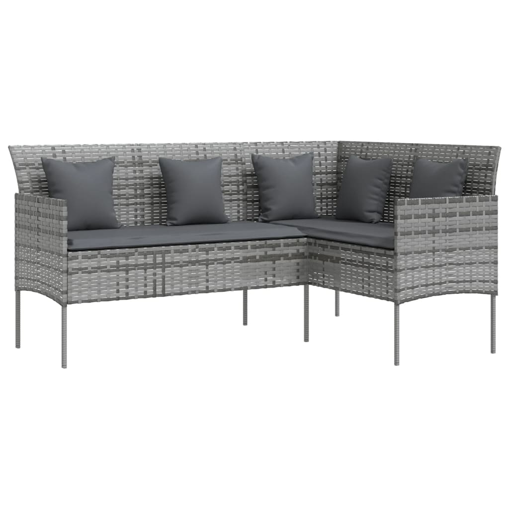 5-delige Loungeset met kussens L-vormig poly rattan grijs Tuinsets | Creëer jouw Trendy Thuis | Gratis bezorgd & Retour | Trendy.nl