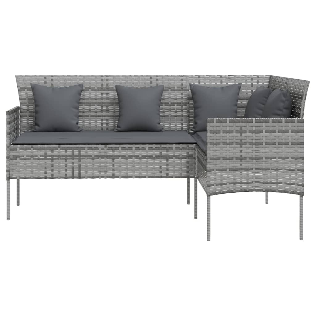 5-delige Loungeset met kussens L-vormig poly rattan grijs Tuinsets | Creëer jouw Trendy Thuis | Gratis bezorgd & Retour | Trendy.nl