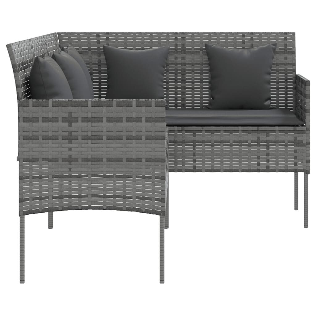 5-delige Loungeset met kussens L-vormig poly rattan grijs Tuinsets | Creëer jouw Trendy Thuis | Gratis bezorgd & Retour | Trendy.nl