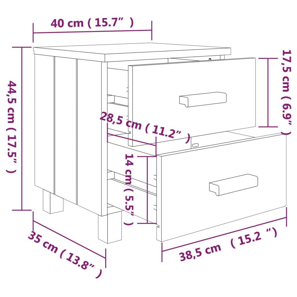 Nachtkastjes HAMAR 2 st 40x35x44,5 cm grenenhout honingbruin Nachtkastjes | Creëer jouw Trendy Thuis | Gratis bezorgd & Retour | Trendy.nl