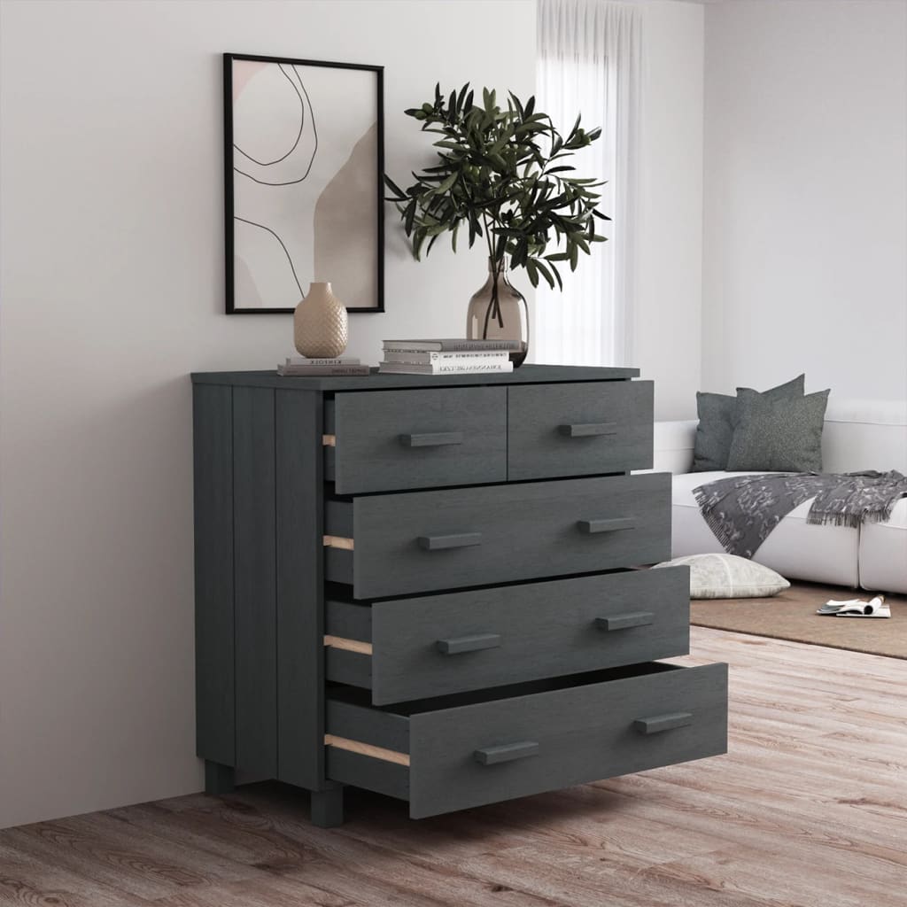 Dressoir HAMAR 79x40x80 cm massief grenenhout donkergrijs Dressoirs & buffetkasten | Creëer jouw Trendy Thuis | Gratis bezorgd & Retour | Trendy.nl