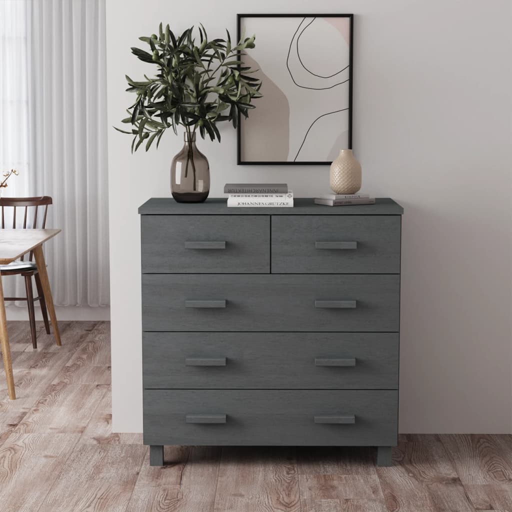 Dressoir HAMAR 79x40x80 cm massief grenenhout donkergrijs Dressoirs & buffetkasten | Creëer jouw Trendy Thuis | Gratis bezorgd & Retour | Trendy.nl