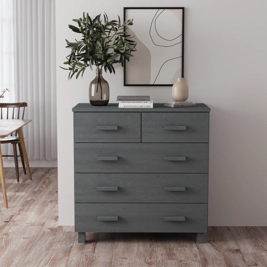 Dressoir HAMAR 79x40x80 cm massief grenenhout donkergrijs Dressoirs & buffetkasten | Creëer jouw Trendy Thuis | Gratis bezorgd & Retour | Trendy.nl