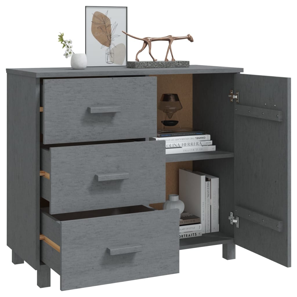 Dressoir HAMAR 90x40x80 cm massief grenenhout donkergrijs Dressoirs & buffetkasten | Creëer jouw Trendy Thuis | Gratis bezorgd & Retour | Trendy.nl