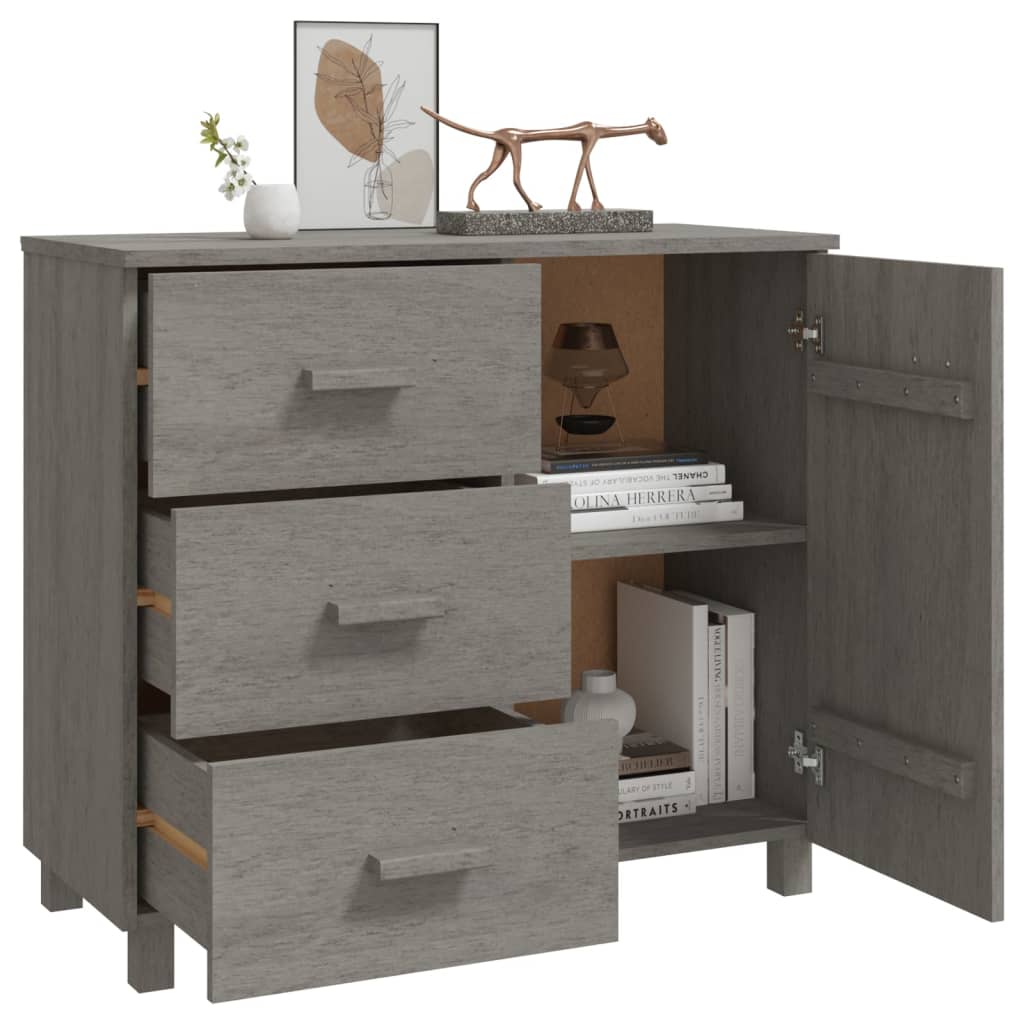 Dressoir HAMAR 90x40x80 cm massief grenenhout lichtgrijs Dressoirs & buffetkasten | Creëer jouw Trendy Thuis | Gratis bezorgd & Retour | Trendy.nl