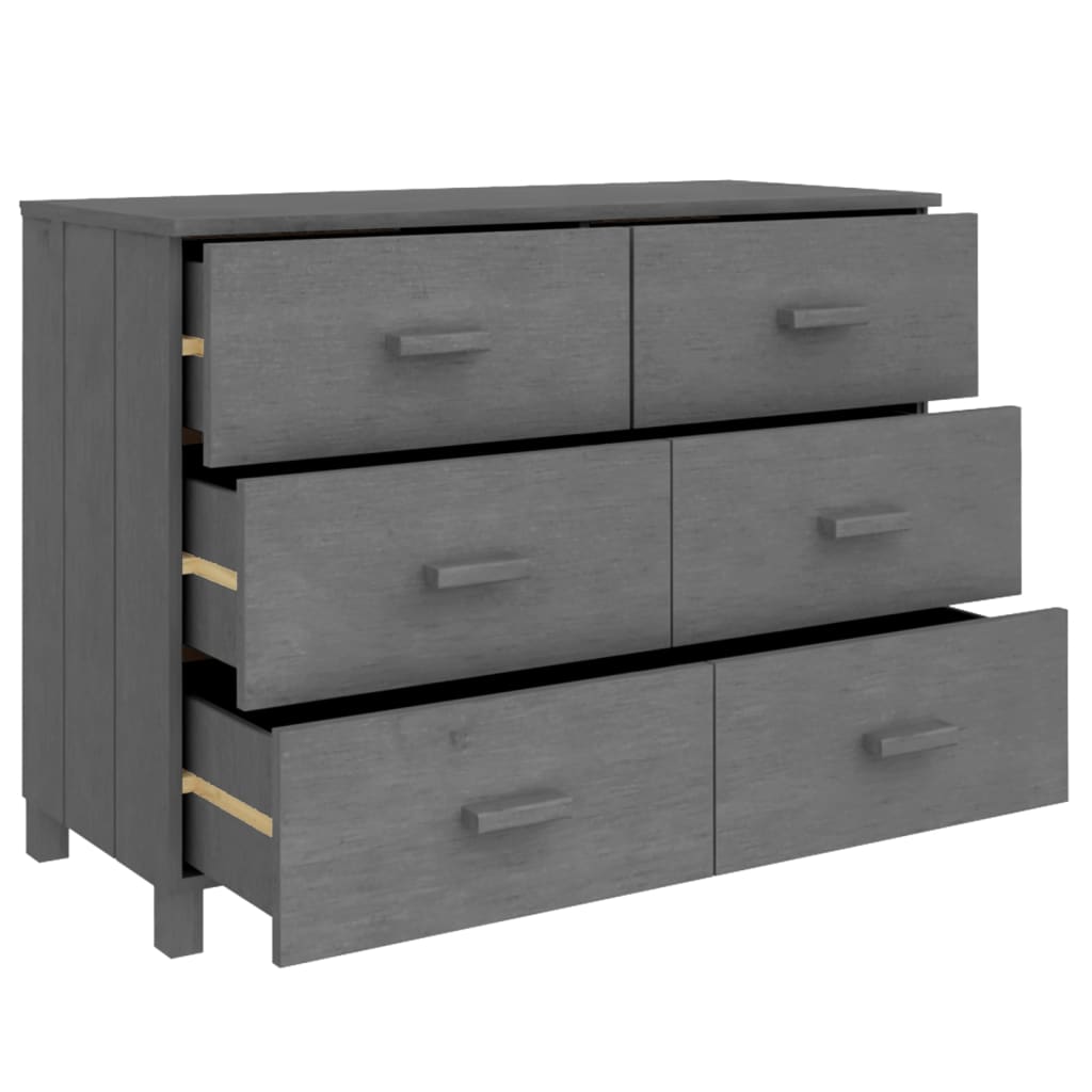 Dressoir HAMAR 113x40x80 cm massief grenenhout donkergrijs Dressoirs & buffetkasten | Creëer jouw Trendy Thuis | Gratis bezorgd & Retour | Trendy.nl