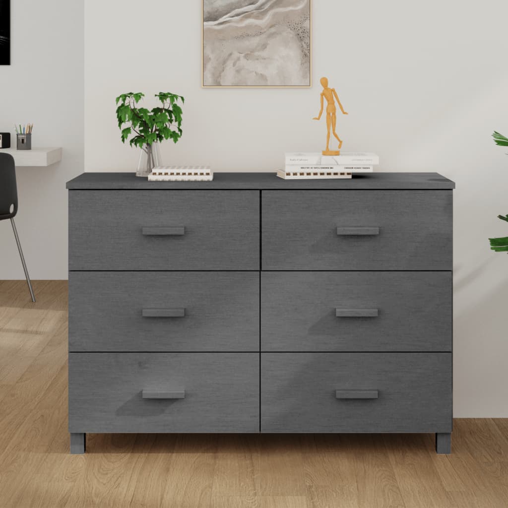 Dressoir HAMAR 113x40x80 cm massief grenenhout donkergrijs Dressoirs & buffetkasten | Creëer jouw Trendy Thuis | Gratis bezorgd & Retour | Trendy.nl