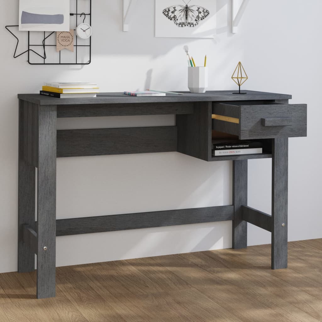 Stijlvol Bureau van Massief Grenenhout - HAMAR 110x40x75 cm - Donkergrijs Bureaus | Creëer jouw Trendy Thuis | Gratis bezorgd & Retour | Trendy.nl