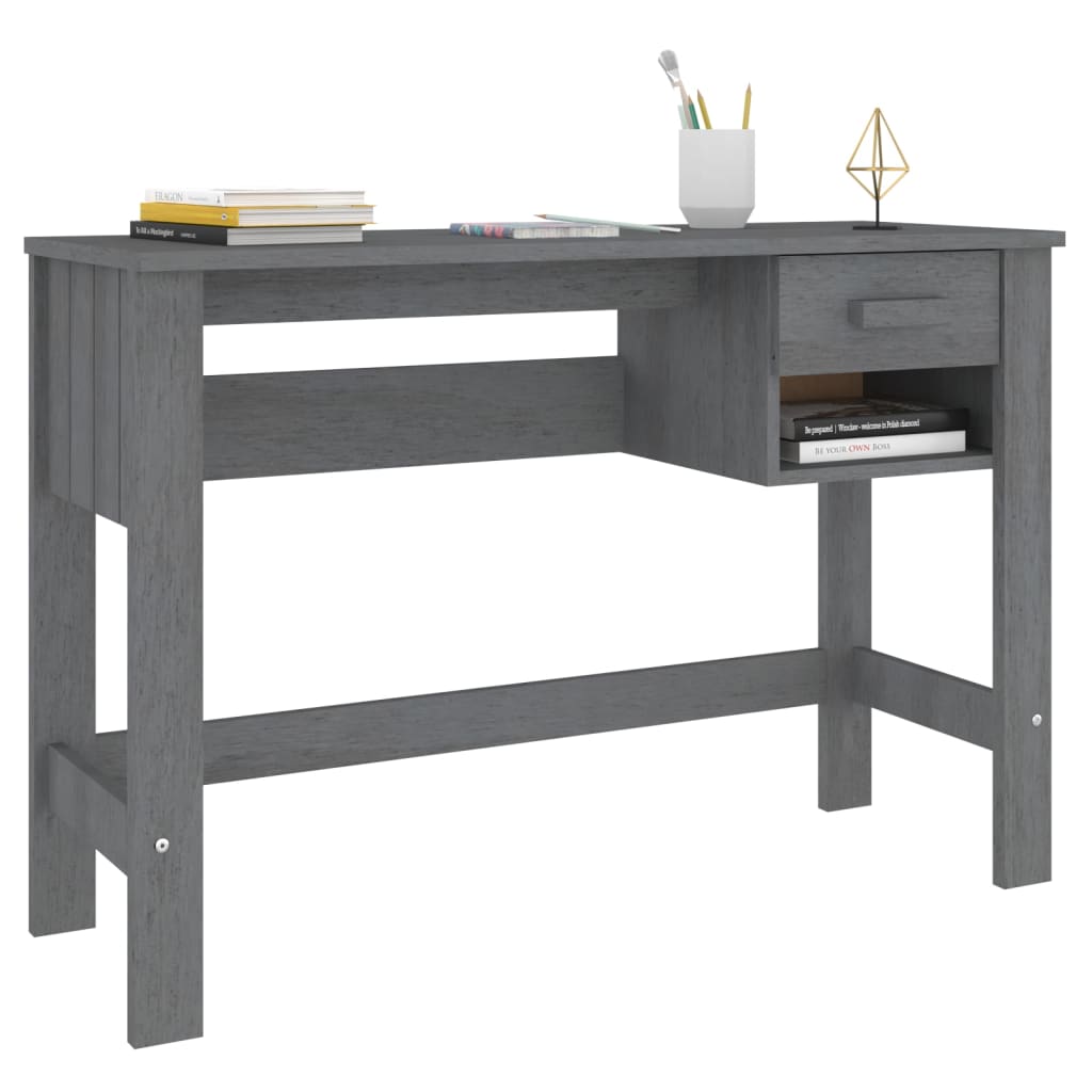 Stijlvol Bureau van Massief Grenenhout - HAMAR 110x40x75 cm - Donkergrijs Bureaus | Creëer jouw Trendy Thuis | Gratis bezorgd & Retour | Trendy.nl