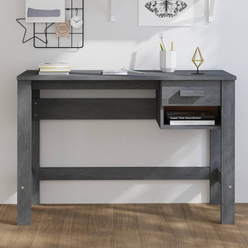 Stijlvol Bureau van Massief Grenenhout - HAMAR 110x40x75 cm - Donkergrijs Bureaus | Creëer jouw Trendy Thuis | Gratis bezorgd & Retour | Trendy.nl