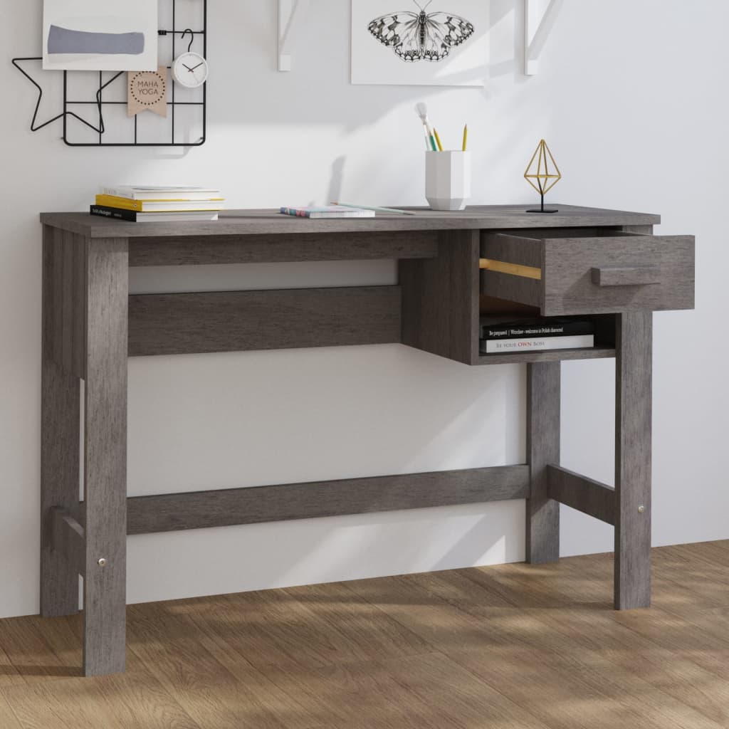 Moderne lichtgrijze bureau van massief grenenhout - HAMAR 110x40x75 cm Bureaus | Creëer jouw Trendy Thuis | Gratis bezorgd & Retour | Trendy.nl