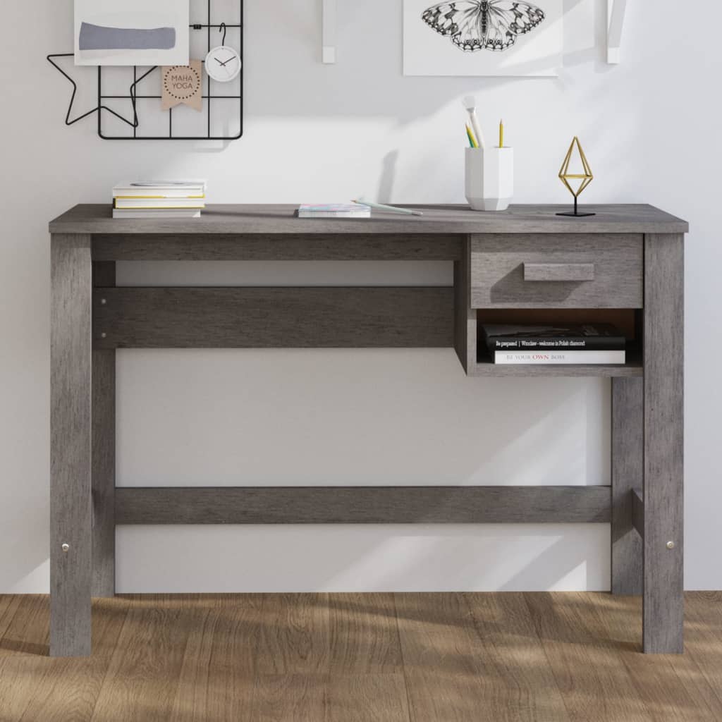 Moderne lichtgrijze bureau van massief grenenhout - HAMAR 110x40x75 cm Bureaus | Creëer jouw Trendy Thuis | Gratis bezorgd & Retour | Trendy.nl